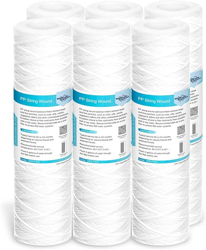 Membrane Solutions 10 Micron 10"x2.5" String Wound Whole House Water Filter by MembraneSolutions