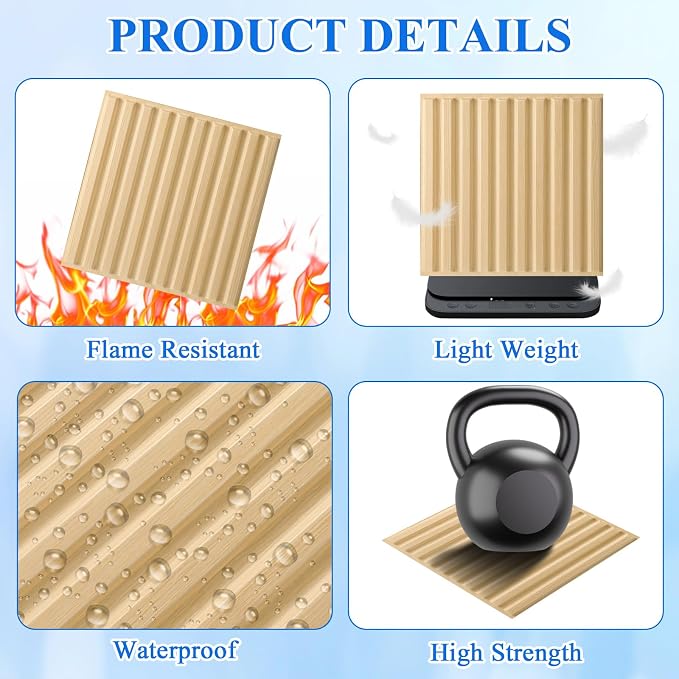 Nuanchu 32 Pcs 3D Slat Wall Panels 12 x 12 Inch PVC Fluted Textured Panel - Image 3