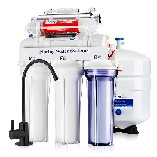 iSpring RCC7AK-UVBLK, NSF/ANSI 58 Certified, Alkaline and UV 7-Stage Reverse by iSpring