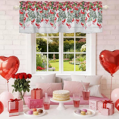 Poinsettia Berry Valance Curtains - Image 2