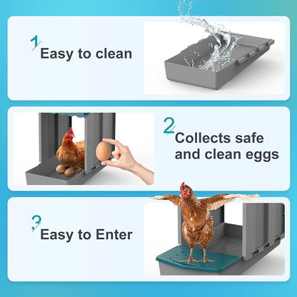 AUTENS Chicken Nesting Boxes, 1 Hole Laying Boxes, 1 Nest Mat, Plastic Roll - Image 3