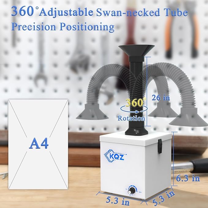 KQZ-W1 Solder Fume Extractor, 168m³/h Strong Suction Smoke Extractor, 5*Thick - Image 6