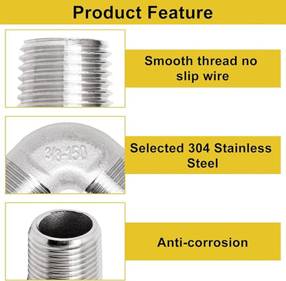 3/8" x 3/8" NPT 90 Degree Elbow 304 Stainless Steel Pipe Fittings Male Threaded - Image 3