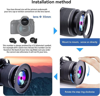 55mm Lens to 62mm Camera Lens Adapter, 55mm to 62mm Filter Step-up Ring Adapter - Image 5