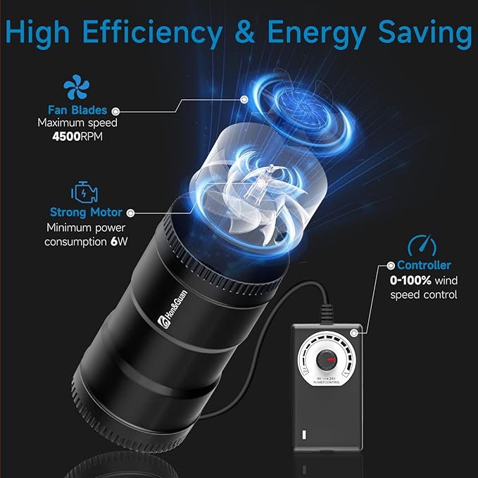 Hon&Guan 4" Air Filtration Kit: 4 Inch Inline Duct Fan - Image 2