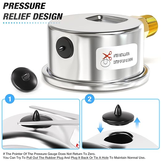 MEANLIN MEASURE 0~60Psi Dry Pressure Gauge Stainless Steel 1/4" NPT 2" FACE - Image 6