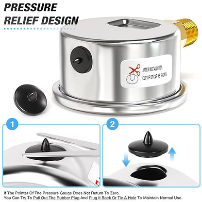 MEANLIN MEASURE 0~60Psi Dry Pressure Gauge Stainless Steel 1/4" NPT 2" FACE - Image 6