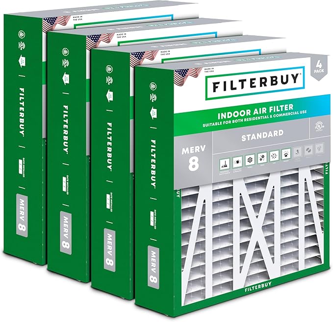 Filterbuy 20x23x5 Air Filter MERV 8 Essential Dust & Allergy Defense, Pleated by Filterbuy