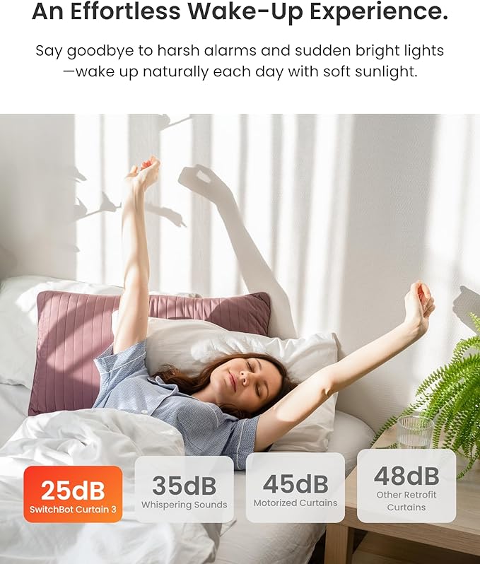 SwitchBot Automatic Curtain Opener - Bluetooth Remote Control Smart Curtain with App/Timer, Upgraded High-Performance Motor, Add SwitchBot Hub to Work with Alexa, Google Home, HomeKit
