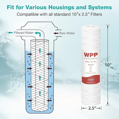 SimPure 5 Micron 10" x 2.5" String Wound Sediment Whole House Water Filter - Image 3