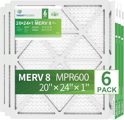 20x24x1 Air Filter 6 Pack, Durable MERV 8 Pleated Home HVAC AC Furnace Filters - Image 3