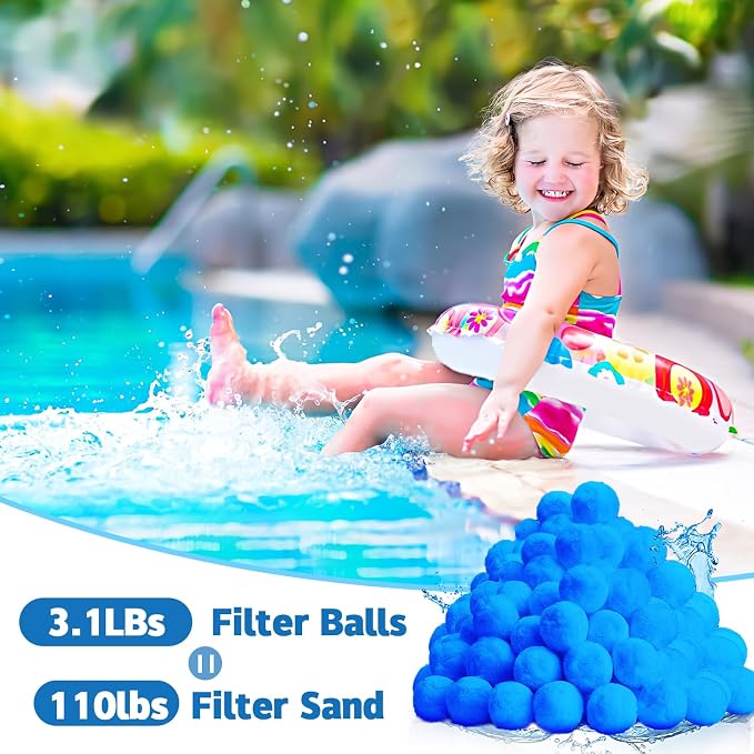 QwayHome 3.1 lbs Pool Filter Balls, Reusable Filter Sand Balls - Image 3
