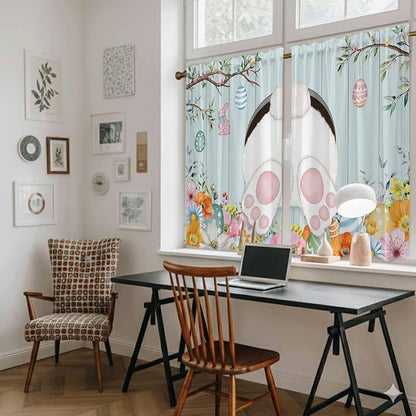 Easter Bunny Kitchen Tier Curtains 45 Inch Long 2 Panel Set, Rod Pocket Short - Image 6