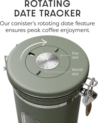 Veken Coffee Canister with Window, Airtight Stainless Steel Kitchen Food - Image 5