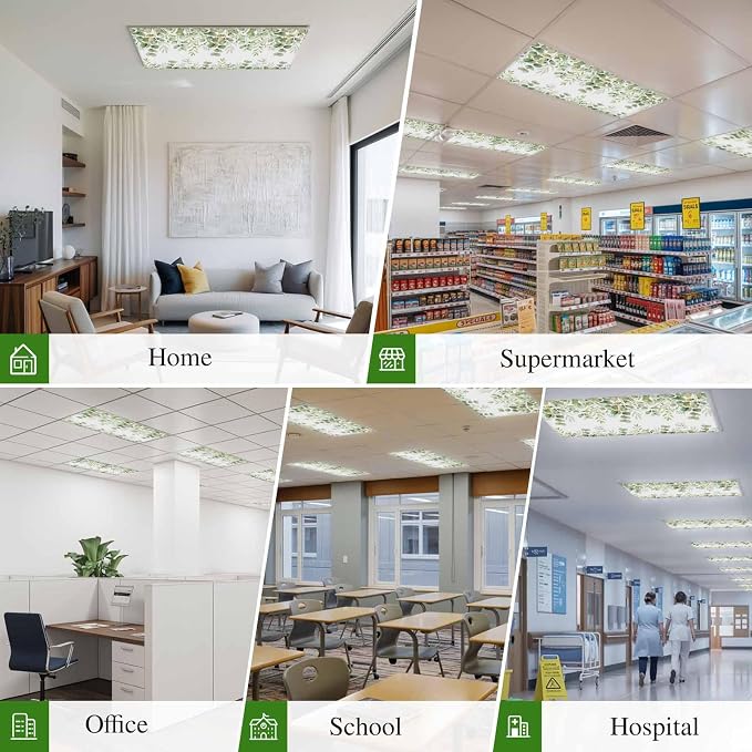 Fluorescent Light Covers for Ceiling Lights Sage Green Eucalyptus Leaves - Image 6