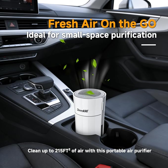 Home & Car HEPA Air Purifier USB-C Charging, Ultra-Quiet 22dB, Compact Design - Image 3