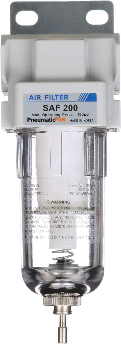 PneumaticPlus SAF200-N02B Miniature Compressed Air Particulate Filter 1/4" NPT - Image 2