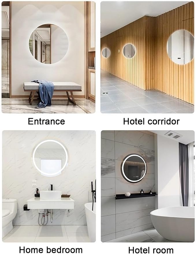 Round LED Bathroom Mirror with Light, Round Bathroom Mirror with LED Lights and - Image 7