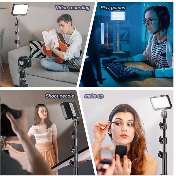 UBeesize LED Video Studio Light Kit - 16 Color Filters, Adjustable Tripod Stand with Ball Head, Photography Lighting for Video Recording