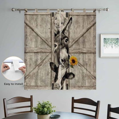Funny Farm Animals Bedroom Curtains 72 Inch Length, Window Curtains Tab Top - Image 4