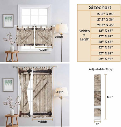 Farmhouse Wood Grain Kitchen Curtains 36 Inch Length, Small Window Curtains Tab - Image 8