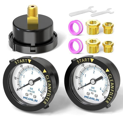 MEANLIN MEASURE 0~60Psi 1/4" NPT Start and Clean Filter Pressure Gauge by MEANLINMEASURE