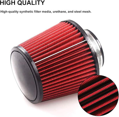 RYANSTAR 76mm 3" High Flow Round Tapered Cone Cool Air Filter Cleaner - Image 3