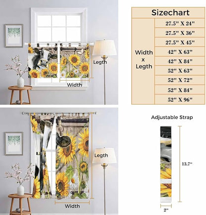 Retro Farmhouse Flower Bedroom Curtains 63 Inch Length, Window Curtains Tab Top - Image 8