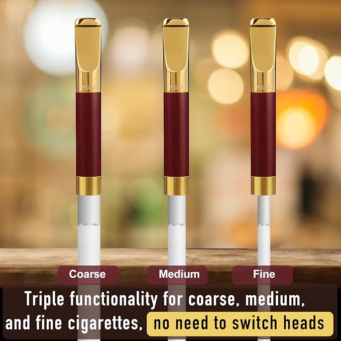 Reusable Washable Cigarette Filter Tips Mouthpiece Handcrafted Solid Wood Metal - Image 2