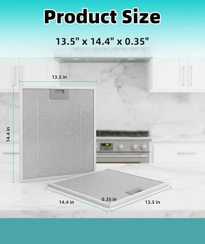 2 Pack WA0575 Range Hood Filters 13.5" x 14.4" x 0.35", 5-Layer Aluminum Mesh - Image 4