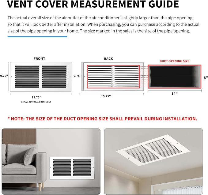 14x8 Vent Cover, Air Return Vent Cover, Flat Vent Cover, Rejillas De Aire - Image 4