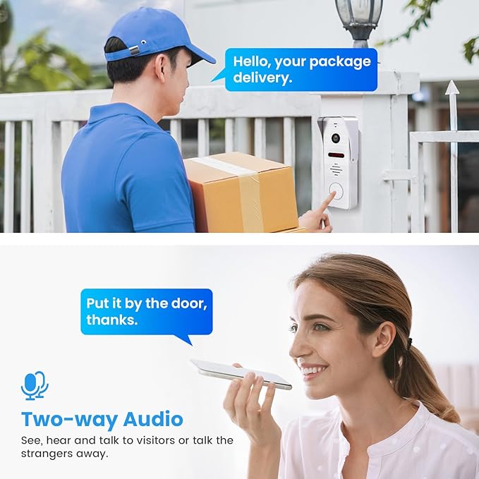 Wired Video Doorbell Intercom System 7 inch Monitor 1080P HD Camera Entry Doorphone Door Camera TUYA WiFi Smart Home Door Phone Kits for Apartment Home Villa (1 doorbell + 2 Monitor)