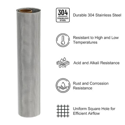 PATIKIL 40" L x 16" W Woven Wire Mesh, 80 Mesh 304 Stainless Steel Air Vent - Image 3