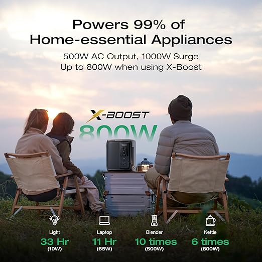 EF ECOFLOW Portable Power Station DELTA 3 1000 Air, 960Wh LiFePO4 (LFP) Battery, 500W AC Output Solar Generator(Solar Panel Optional) for Home Backup Power, Camping & RVs