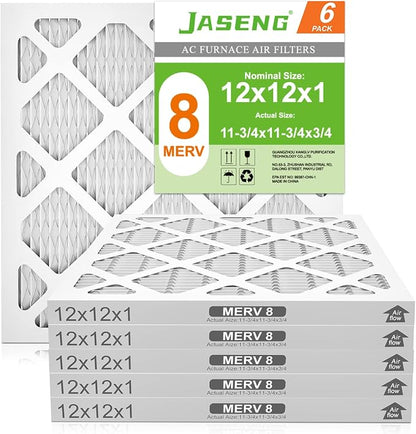 12x12x1 AC Furnace Air Filters, MERV 8 Dust Defense, JASENG MPR 600 Pleated by NewFilter