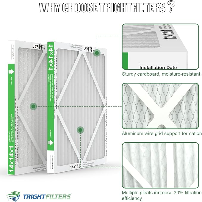 14x14x1 Air Filter 4 Pack, MERV 8 Pleated Dust Defense Air Filters Replacement - Image 4