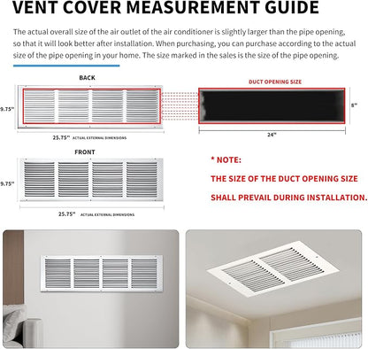24x8 Return Air Grille, Air Return Vent Cover, Flat Vent Cover, Rejillas De - Image 4