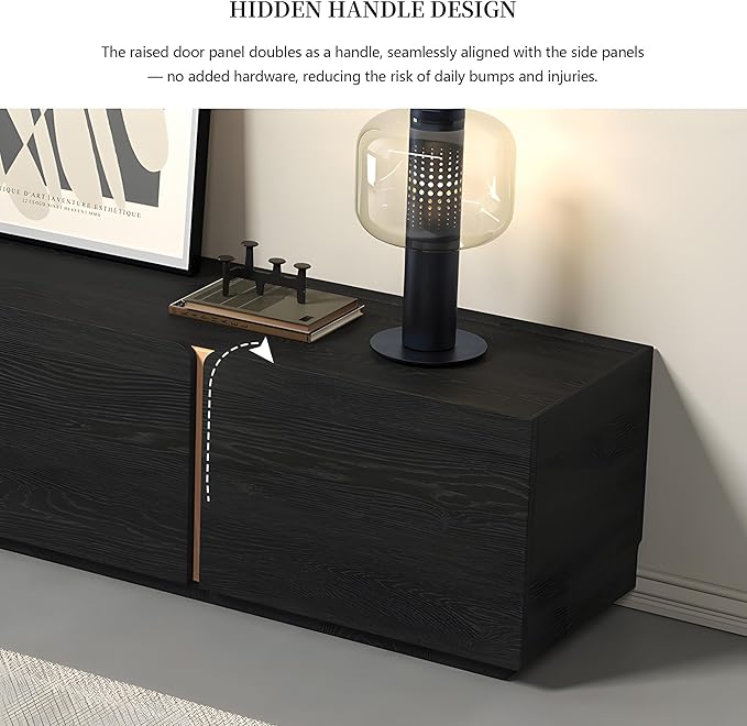 VAFON 78.7" Modern TV Stand Entertainment Center - Black Wood Media Console Cabinet with Storage, Contemporary Living Room Furniture for TVs Up to 85"