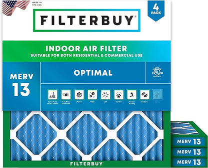 Filterbuy 23.5x23.5x1 Air Filter MERV 13 Optimal Smoke & Allergy Defense by Filterbuy