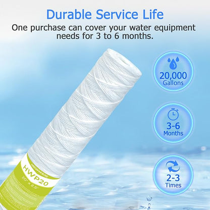 5 Micron Whole House Water Filter Cartridge, String Wound Sediment Filters - Image 6