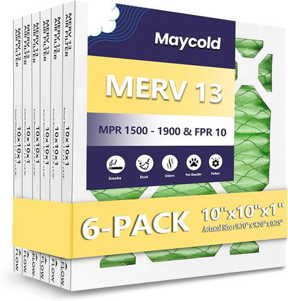 Maycold MERV 13 10x10x1 Air Filter, High-Efficiency Pleated AC & Furnace Filters by Maycold