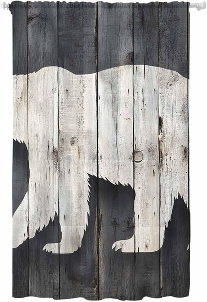 Sheer Curtains 96 Inches Long, Rustic Counrty Vintage Wood Grain Privacy Voile by Unknown