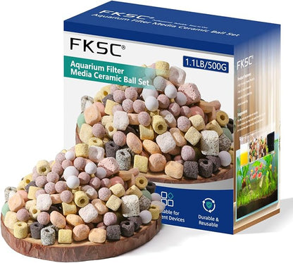 12-in-1 Aquarium Filter Media for Freshwater & Marine Tanks, Bio Filter Mix by FKSC