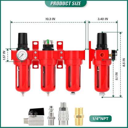 Industrial Grade Three-Stage Air Drying System, 0-150 PSI, 1/4 Inch NPT - Image 2