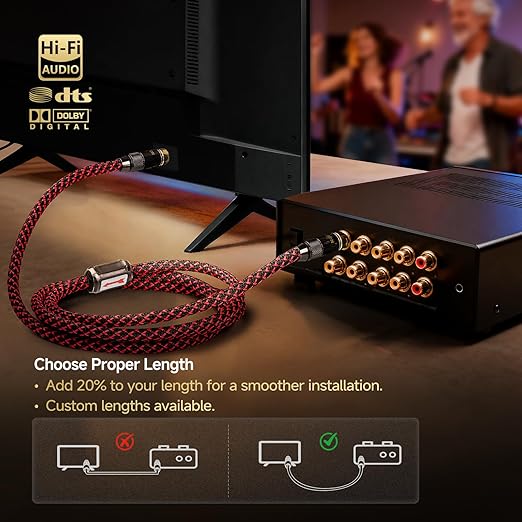 TODN Digital Coaxial Cable OFC Core 75-Ohm Audiophile SPDIF Coax Audio Cable RCA to RCA for HiFi Systems (6.5ft /2m)