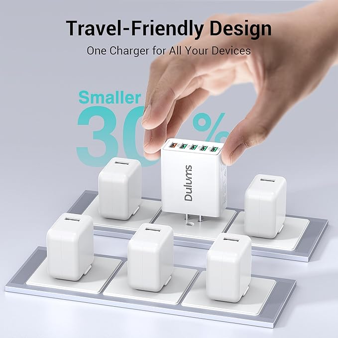 50W USB Wall Charger Block,2Pack 5-Port Charger Fast Charging Block QC 3.0 Multiport Box Brick Cube USB A Wall Plug for iPhone 17/16/15/14 Pro Max Plus, iPad,Galaxy, LG, Moto, Android Phones,AirPorts