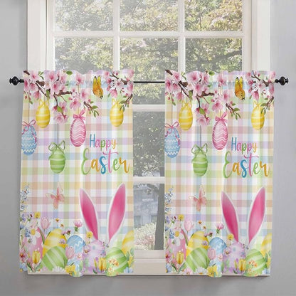 Happy Easter Kitchen Curtains 54 Inches Length, Spring Bunny Colorful Eggs - Image 2