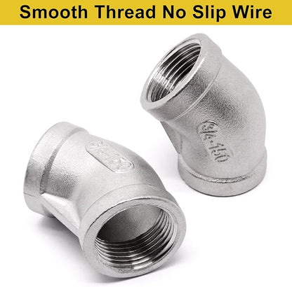 45 Degree Elbow 2PCS, 3/4" NPT Female x 3/4" NPT Female 304 Stainless Steel - Image 6