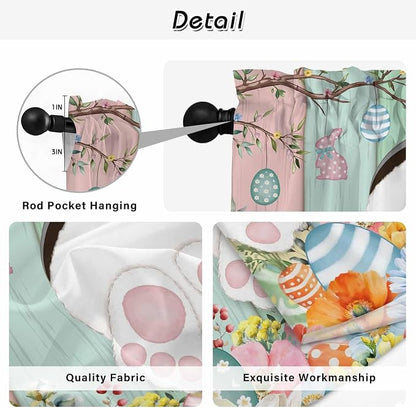 Easter Window Curtains 72 Inch Long 2 Panel Set, Rod Pocket Long Curtains & - Image 9