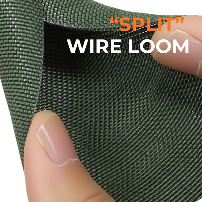 HOLED 3/4 inch Split Braided Cable Management Sleeve for USB Cable Power Cord Audio Video Cable, Wire Loom Cord Protector from Cat Dog Chewing (Dark Green, 25FT)